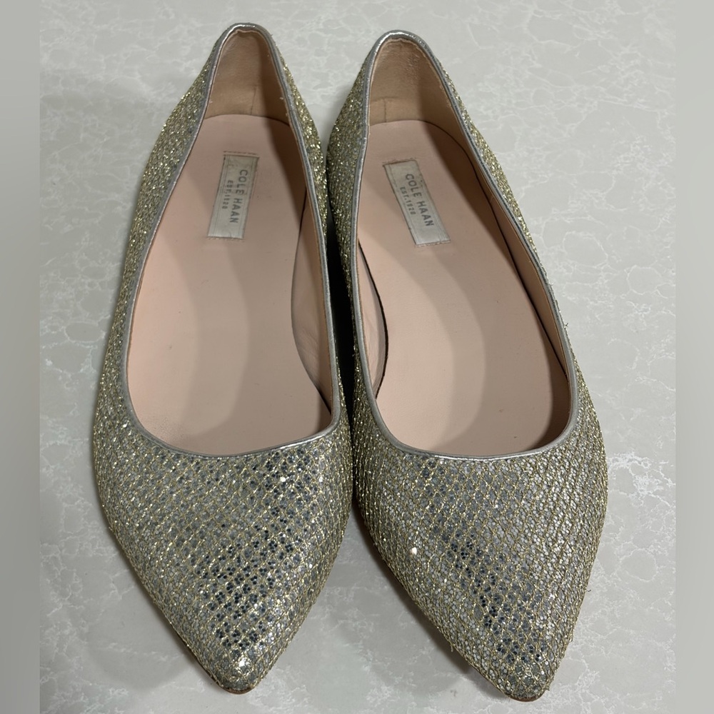 Cole Haan Gold Glitter Flats
